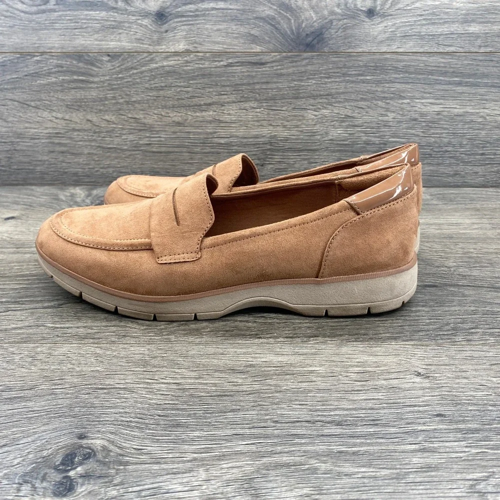 Dr. Scholls Nice Day Loafers Womens 9M Tan Faux Suede Penny Slip On Shoes